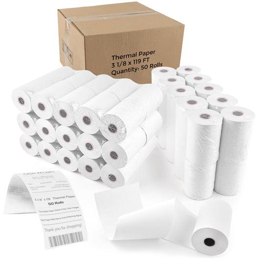 3 1/8 in. X 119 ft Thermal Paper POS Rolls(50 Rolls)