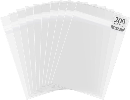 Pack of 200, Crystal Clear Bag Sleeves with Flap