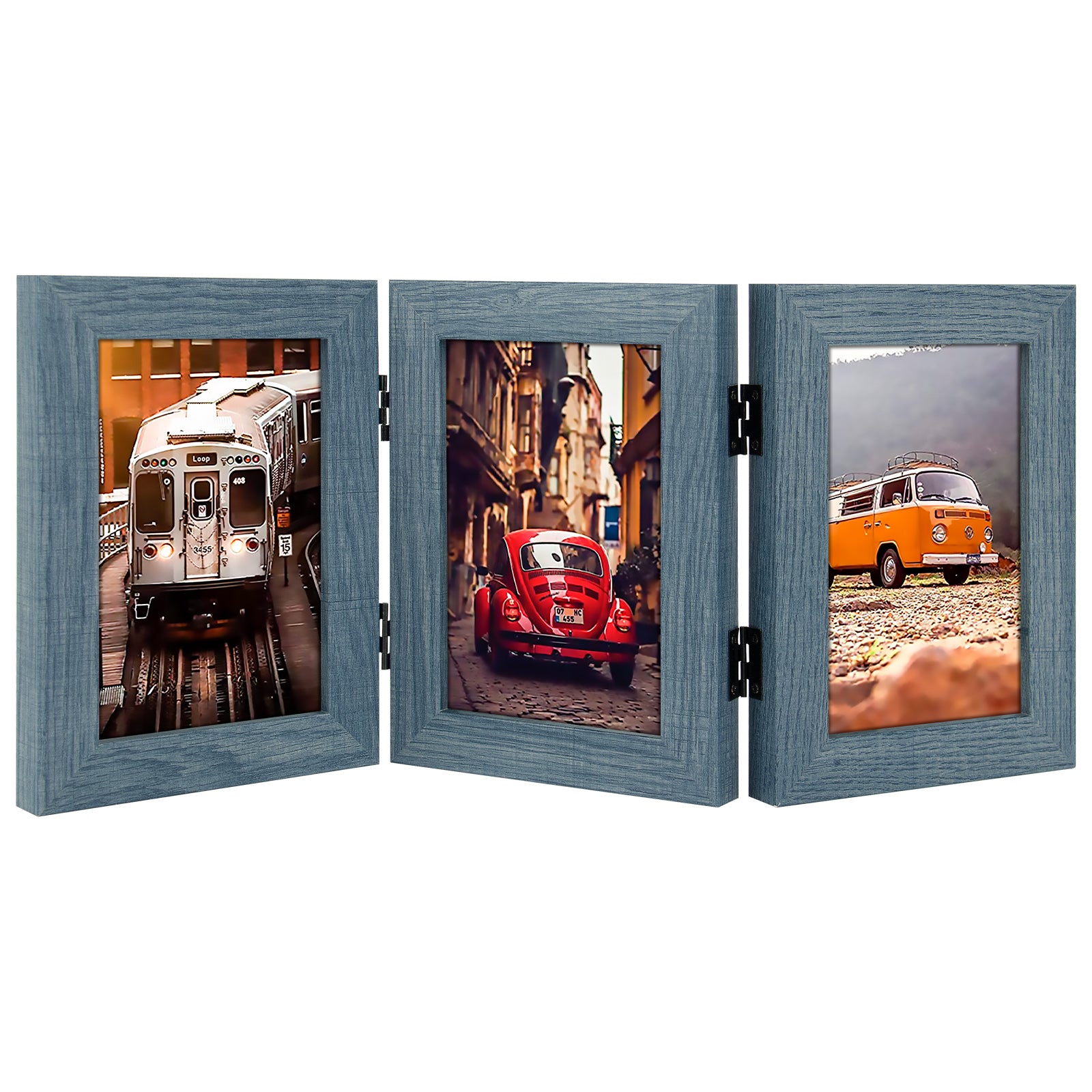 Hinged Frames Displays 3 Photos with Real Glass (8 Pack) Picture Frame Golden State Art