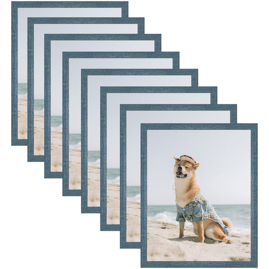 11x14 Picture Frame for 8x10 Photo with Ivory Mat and Real Glass (8 Pack) Blue Picture Frame GSA