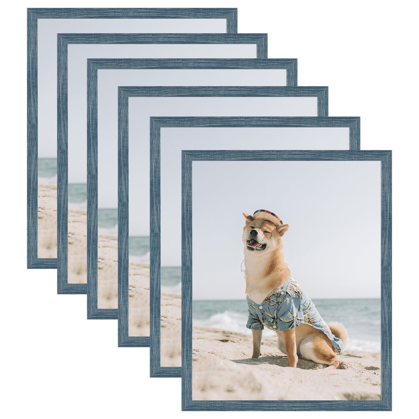 16x20 Picture Frame for 11x14 Photo with Ivory Mat and Real Glass (6 Pack) Blue Picture Frame Golden State Art