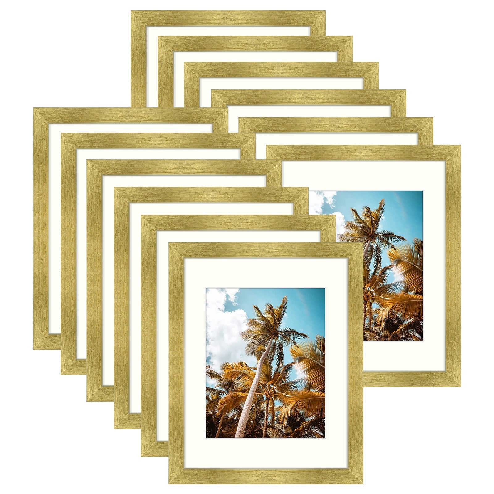 11x14 Picture Frame for 8x10 Photo with Ivory Mat and Real Glass (12 Pack) Picture Frame Golden State Art