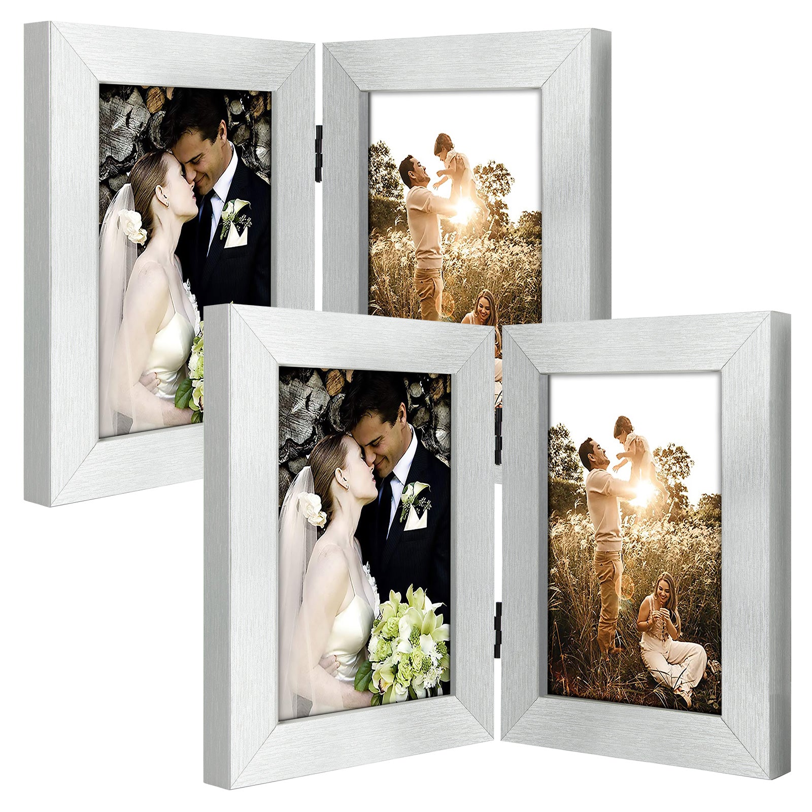 Hinged Frames Displays 2 Photos with Real Glass(10 Pack) Picture Frame Golden State Art