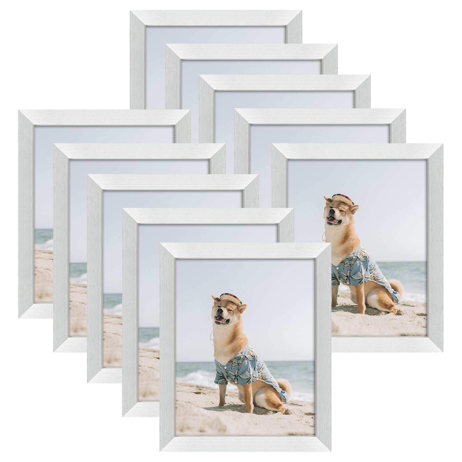 8x10 Picture Frame for 5x7 Photo with Ivory Mat and Real Glass (10 Pack) Picture Frame GSA