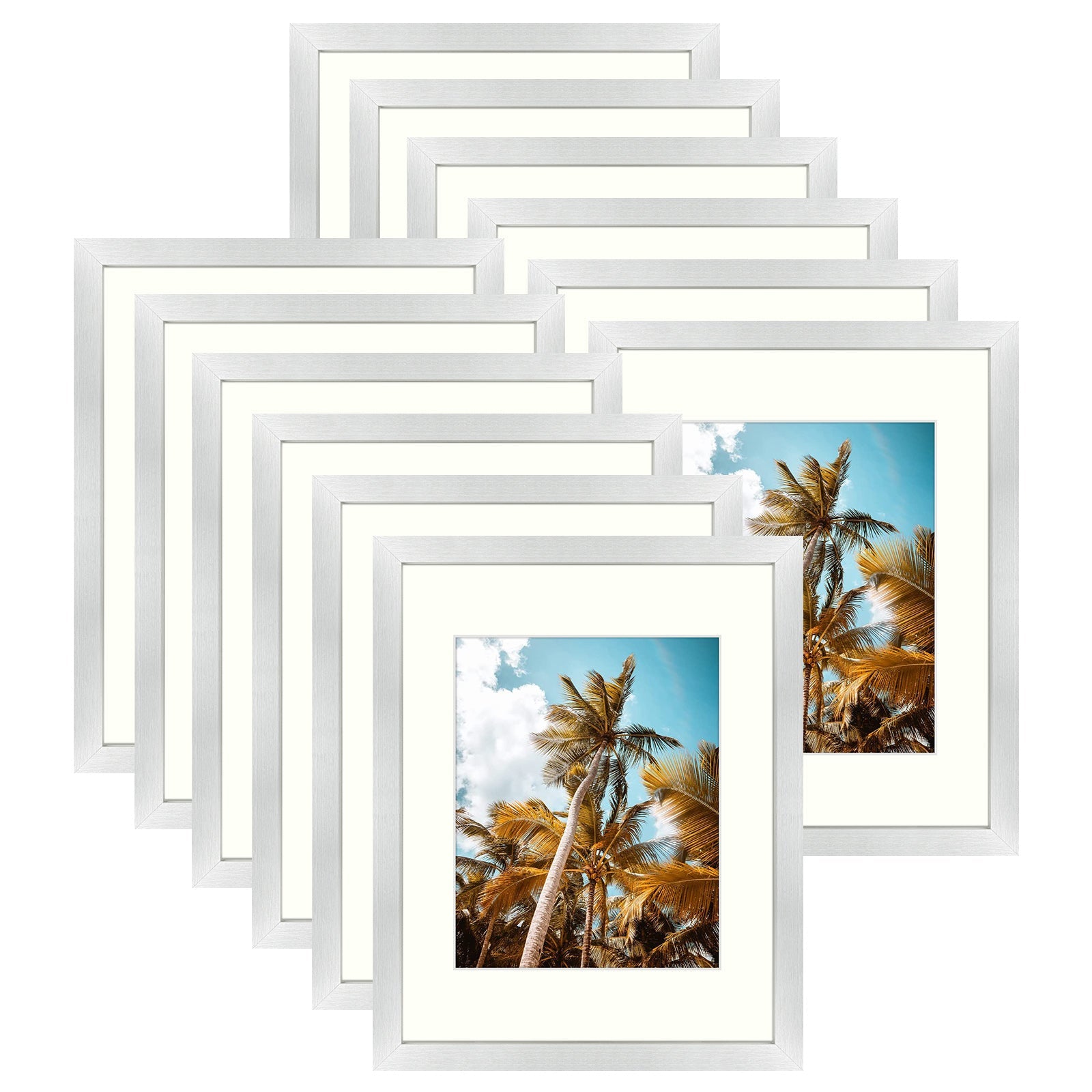 11x14 Picture Frame for 8x10 Photo with Ivory Mat and Real Glass (12 Pack) Picture Frame Golden State Art