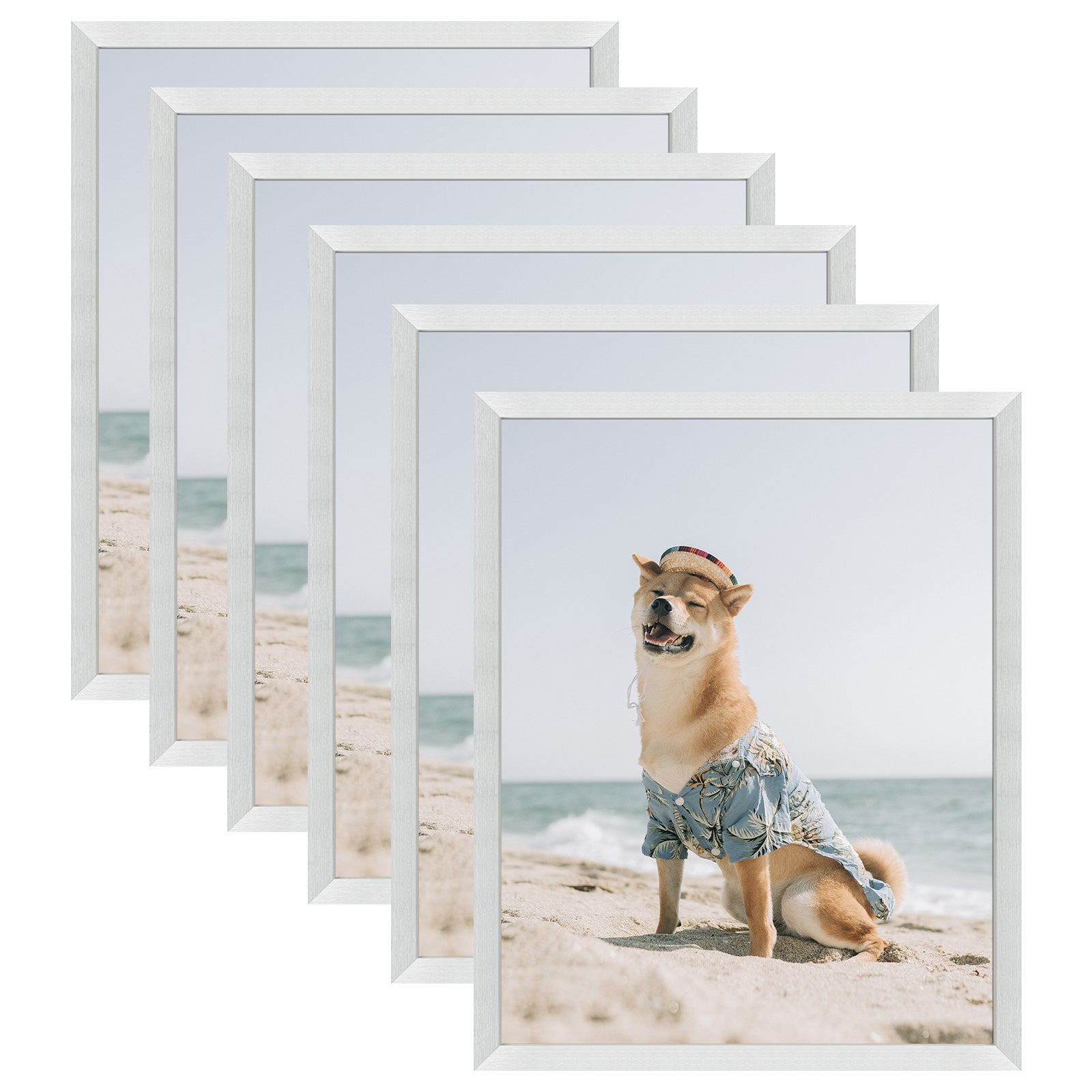 16x20 Picture Frame for 11x14 Photo with Ivory Mat and Real Glass (6 Pack) Silver Picture Frame Golden State Art