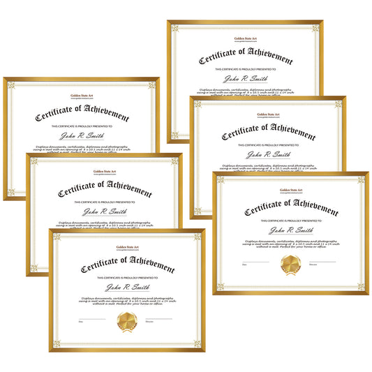 8.5x11 Diploma Aluminum Frame 0.83 Inch for 8.5x11 Picture - Pack of 6