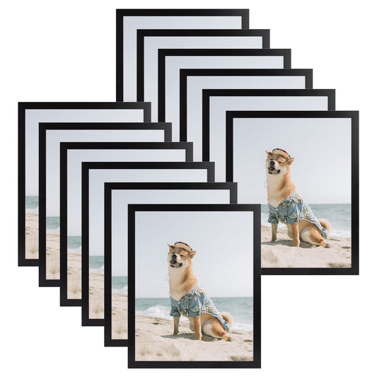 11x14 Picture Frame for 8x10 Photo with Ivory Mat and Real Glass (12 Pack) Black Picture Frame Golden State Art