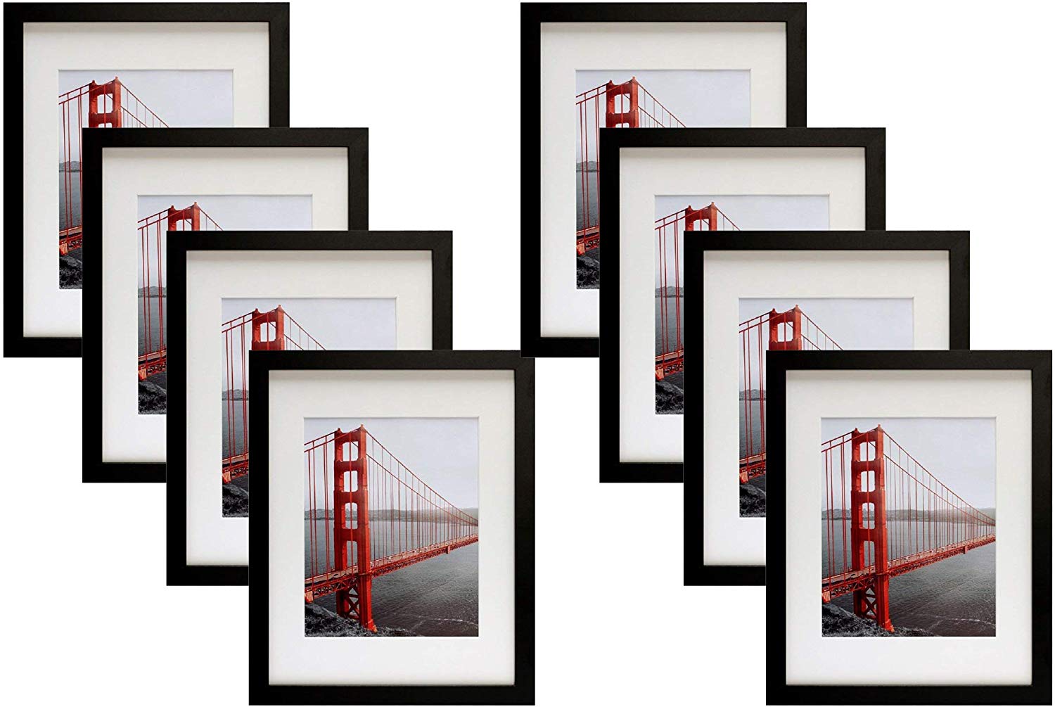 11x14 Picture Frame for 8x10 Photo with Ivory Mat and Real Glass (8 Pack) Picture Frame GSA