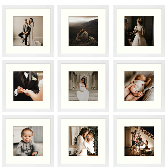 Clearance 12x12 White MDF Frame 0.71 Inch for 8x8 Picture - Pack of 9