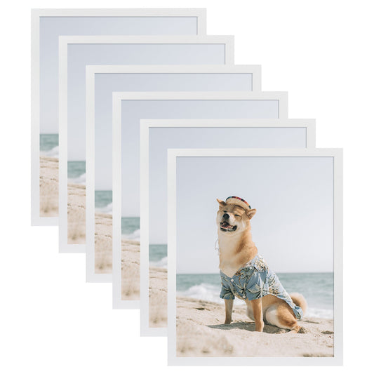 16x20 Picture Frame for 11x14 Photo with Ivory Mat and Real Glass (6 Pack) White Picture Frame Golden State Art