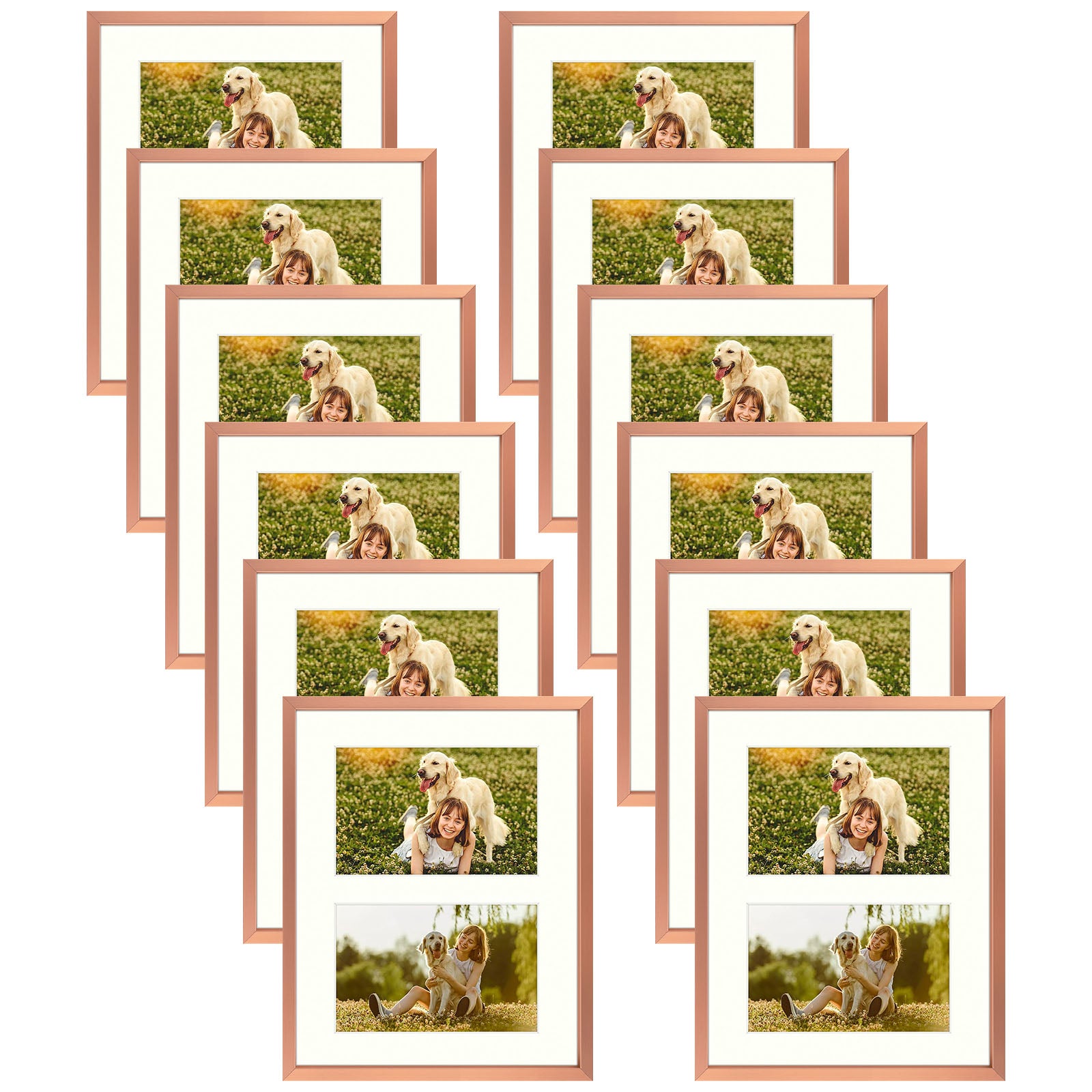 12 Pack/8x10 Matted to 4x6/Rose Gold