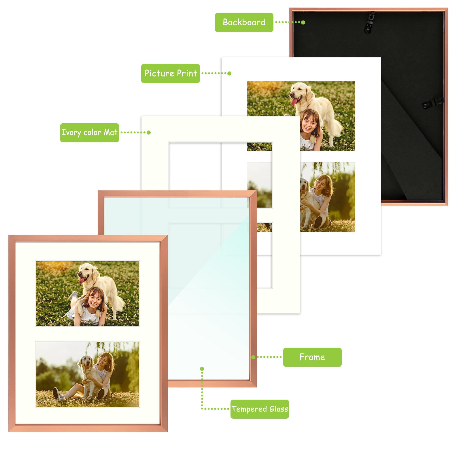 12 Pack/8x10 Matted to 4x6/Rose Gold