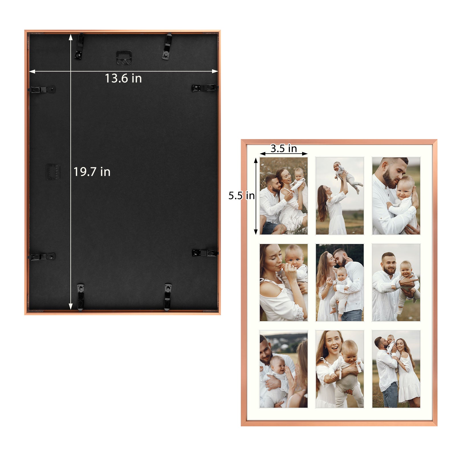 4 Pack/13.6x19.7 Matted to 4x6/Rose Gold