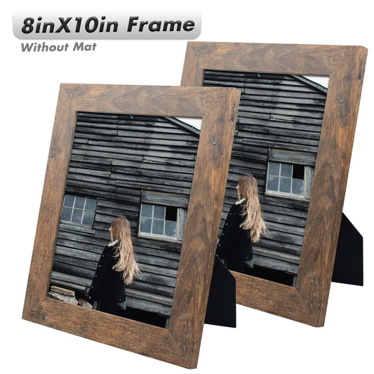 Picture Frame - Wide Molding - Wood Grain Style - Easel For Tabletop Display, Back Hangers For Wall Display-Real Glass