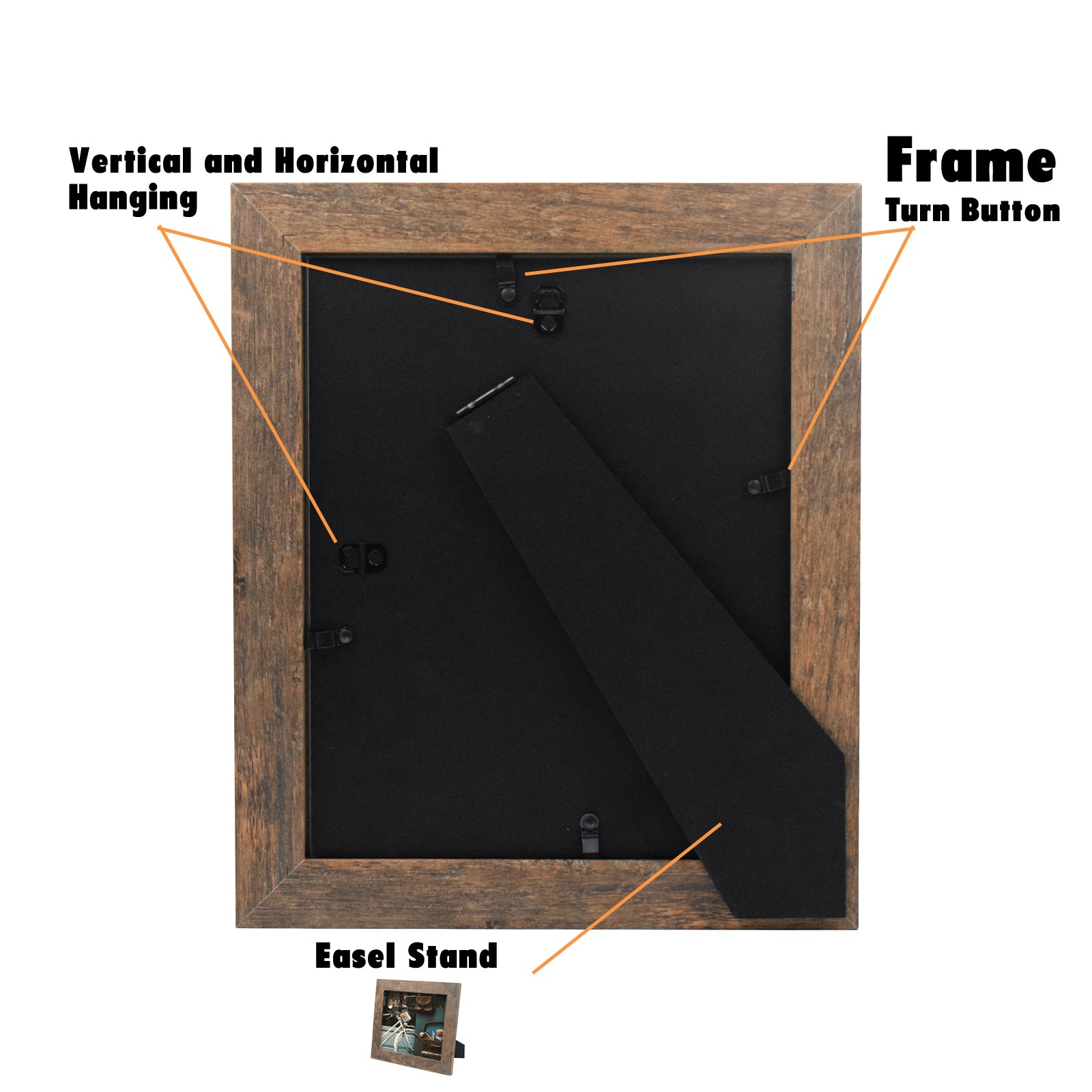 Picture Frame - Wide Molding - Wood Grain Style - Easel For Tabletop Display, Back Hangers For Wall Display-Real Glass