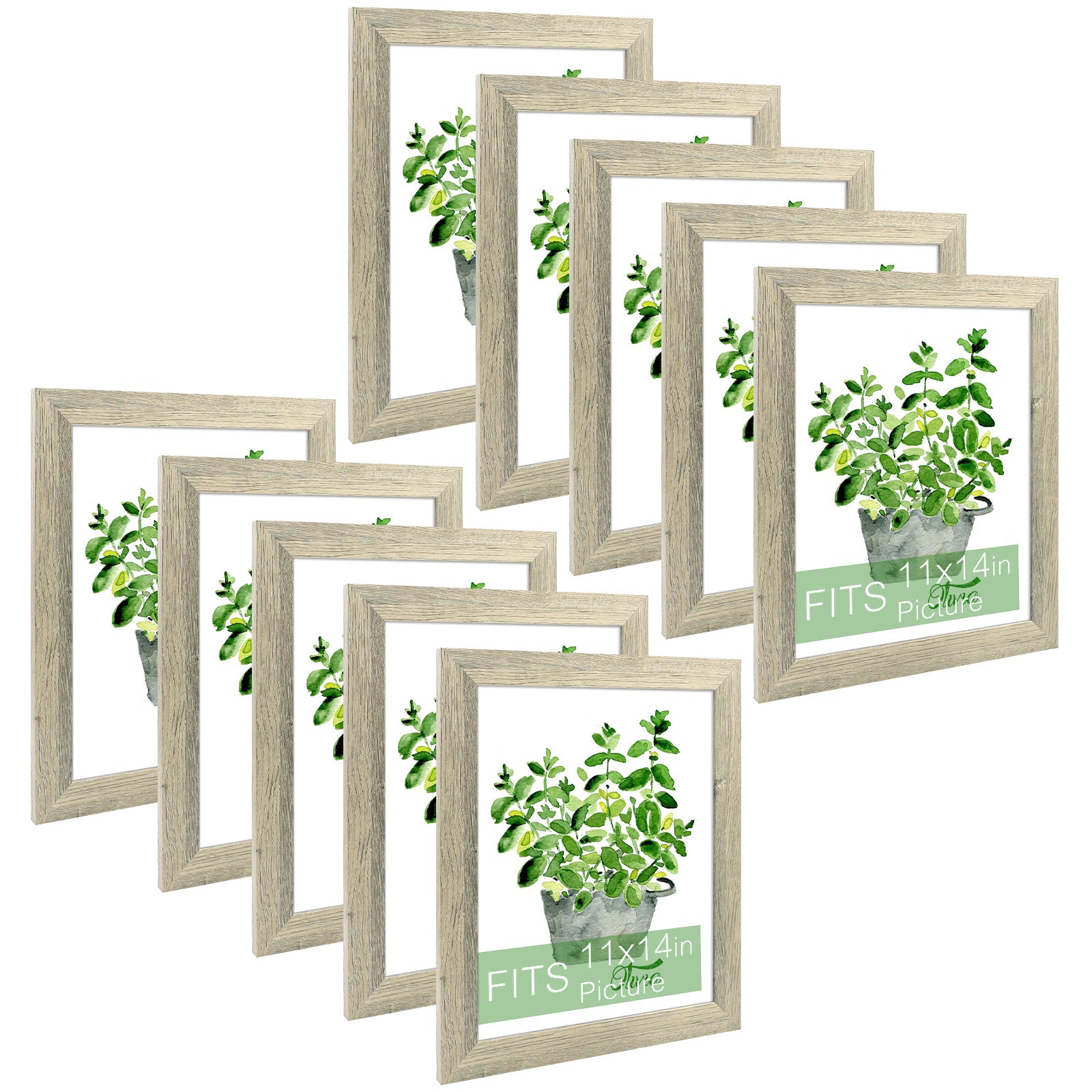 11x14 Picture Frame with Real Glass (10 Pack) Beige Picture Frame GSA