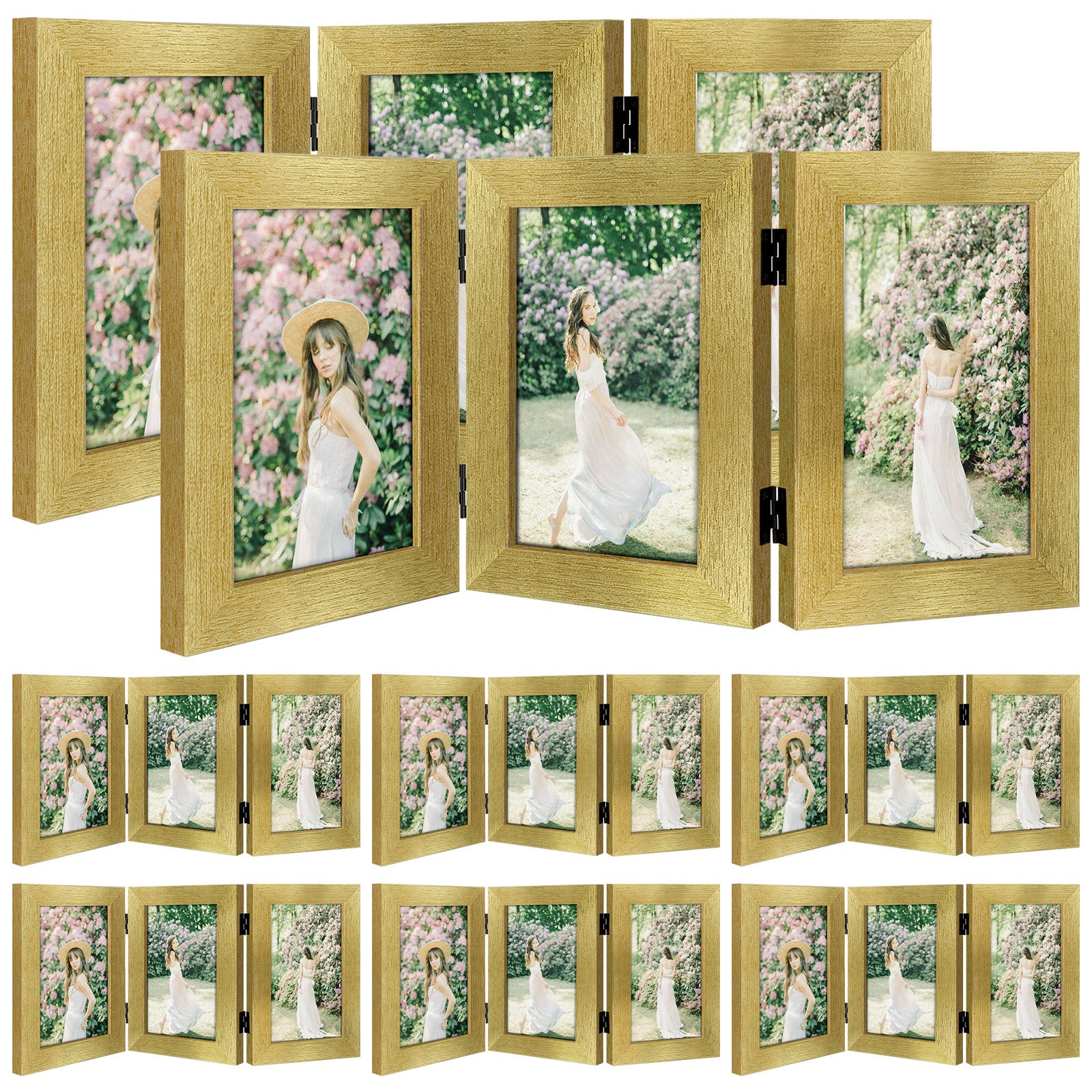 Clearance Three Picture Frame 0.71 Inch- Pack of 8 4x6 Gold Picture Frames Golden State Art