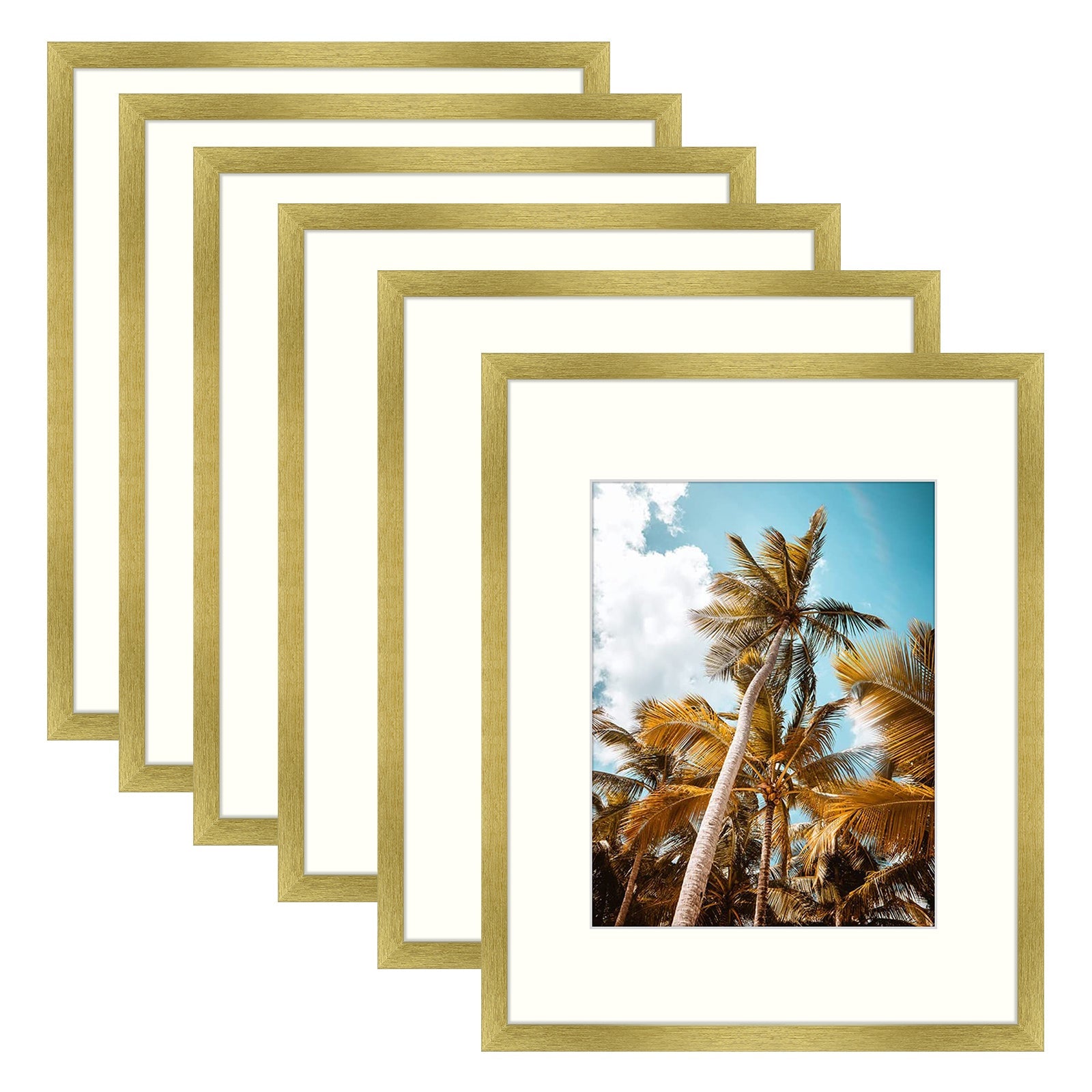 16x20 Picture Frame for 11x14 Photo with Ivory Mat and Real Glass (6 Pack) Gold Picture Frame Golden State Art