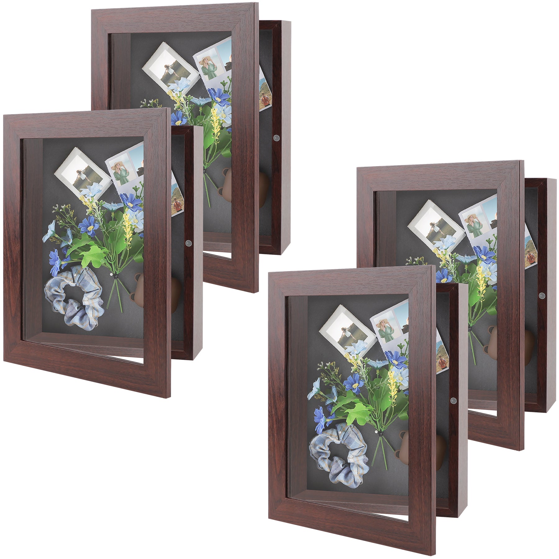 Shadow Box Frame, 2-inch Depth, Great for Collages, Collections, Mementos, 6 Pins Included (4 Pack) 8.5x11 Brown Golden State Art