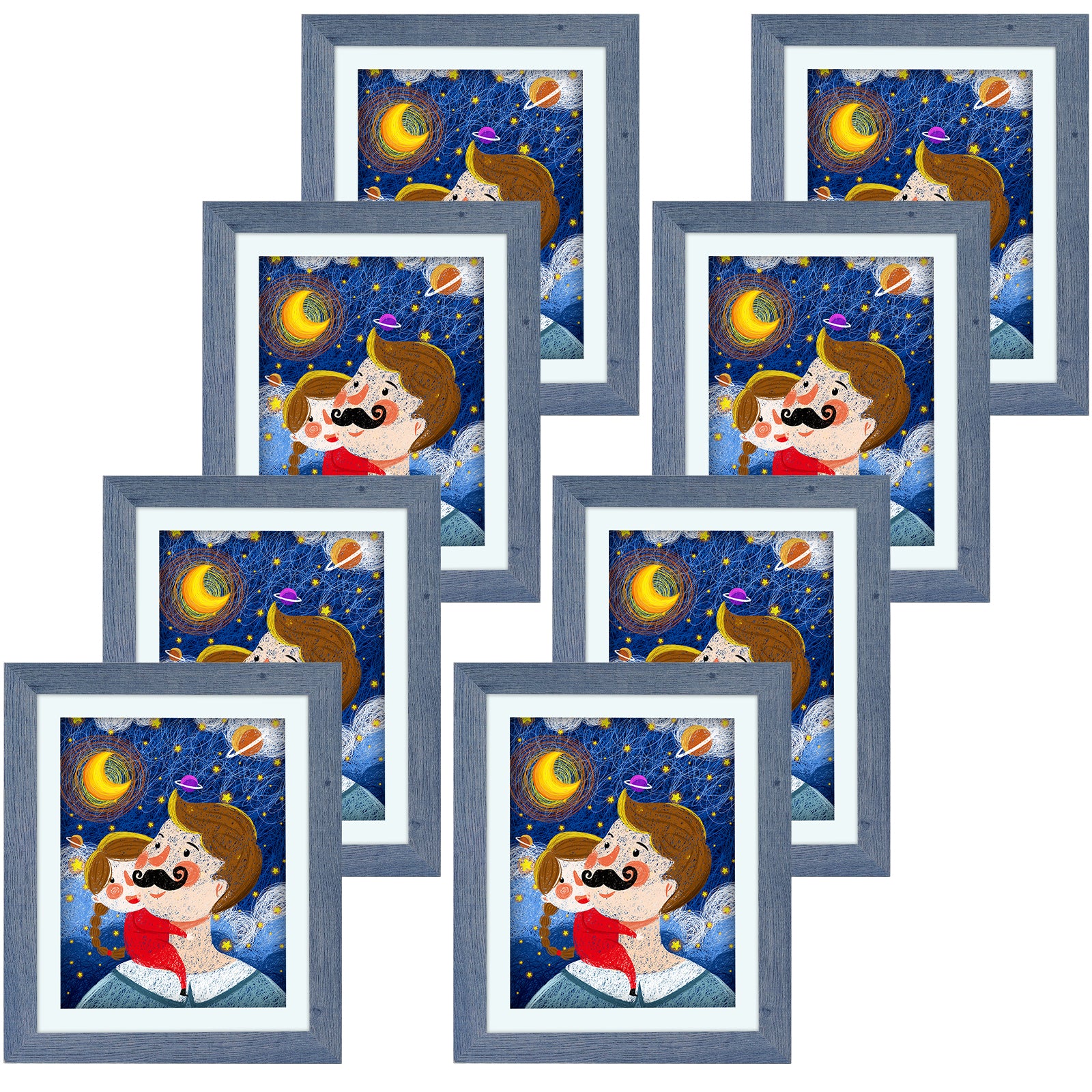 10x12.5 Kids Art Frames(8 Pack) Blue Picture Frame GSA