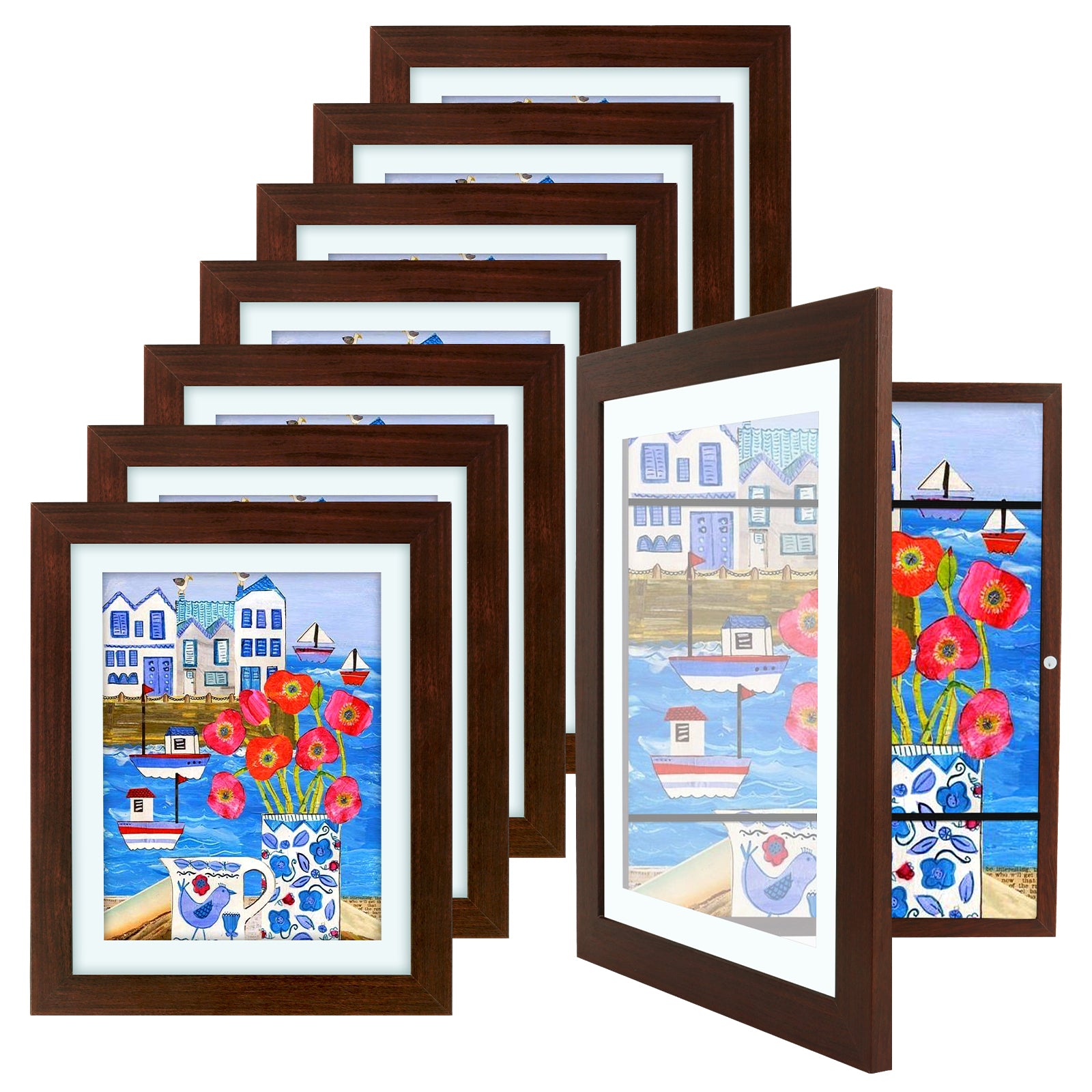 10x12.5 Kids Art Frames(8 Pack) Walnut Picture Frame GSA