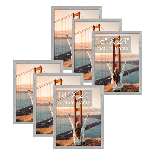 Poster Frame with Acrylic Glass (6 Pack) 18X24 Grey Picture Frame GSA