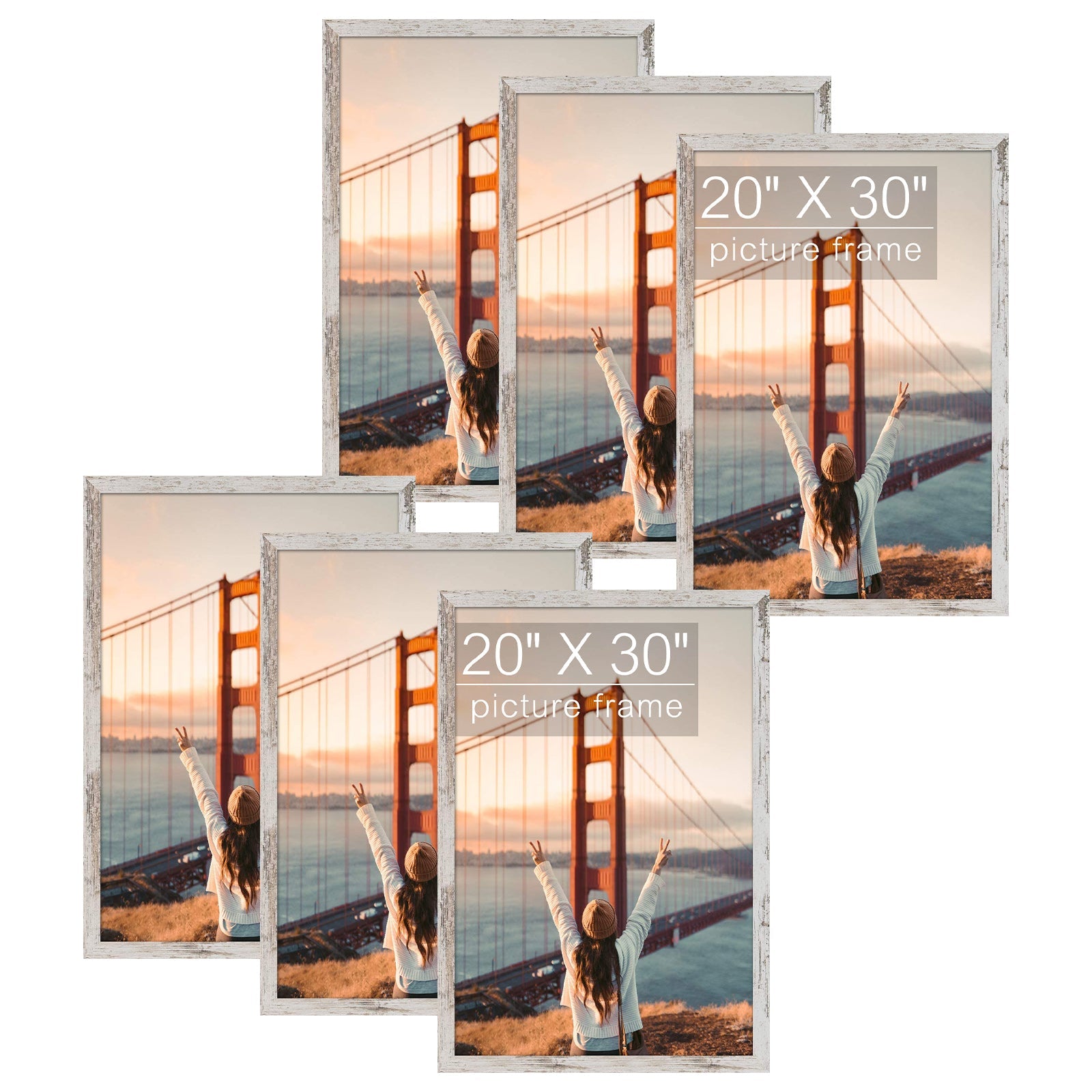 Poster Frame with Acrylic Glass (6 Pack) 20x30 White Picture Frame GSA