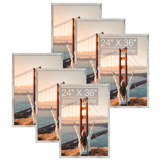 BOGO 24x36 White MDF Frame 1.38 Inch for 24x36 Picture - Pack of 6