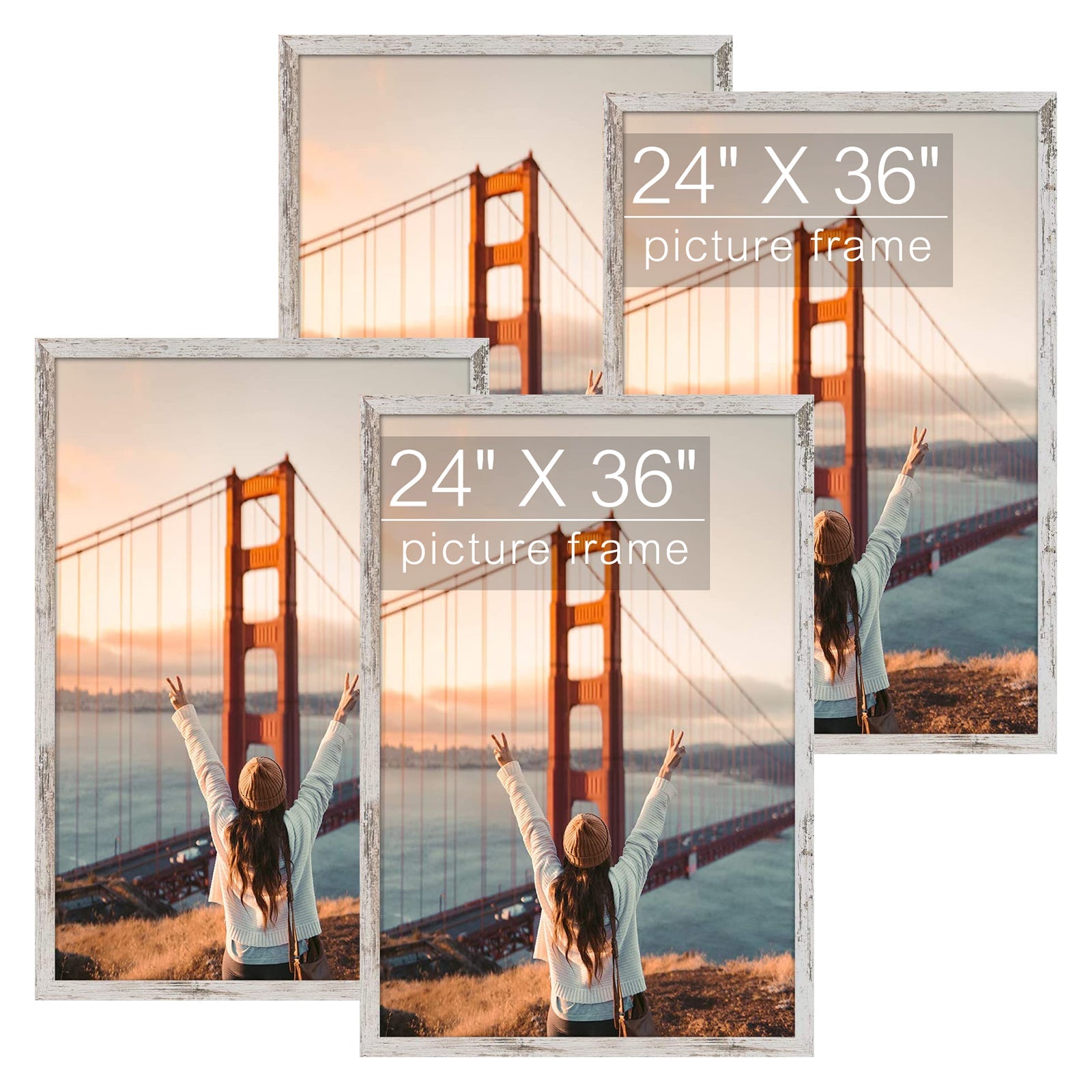 Golden State Art, 24x36 Poster Frame with Acrylic Glass (4 Pack) White, image size:1600x1600