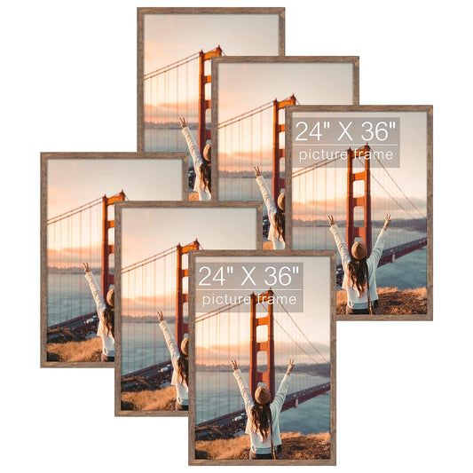 BOGO 24x36 Brown MDF Frame 1.38 Inch for 24x36 Picture - Pack of 6