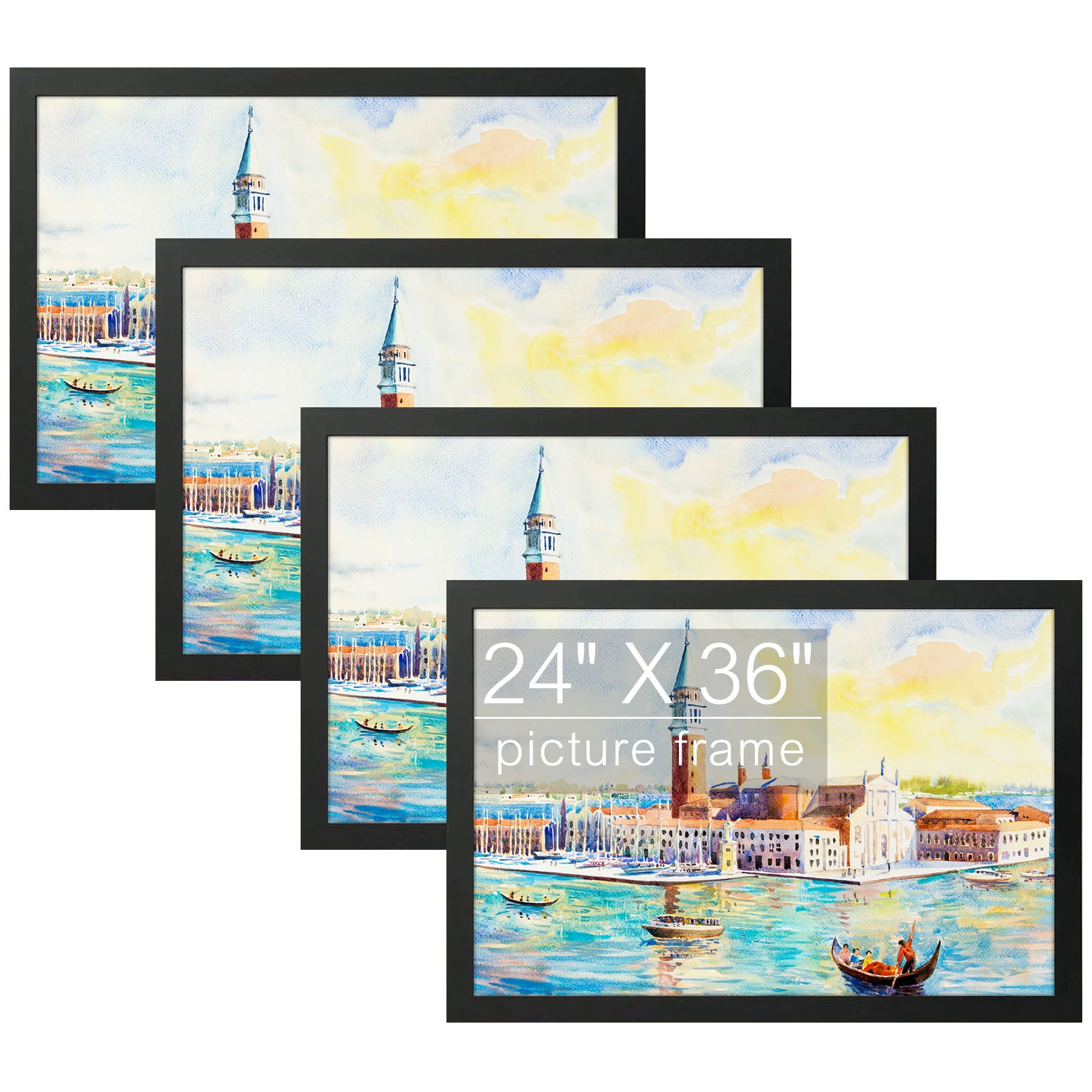 24X36 Poster Frame with Acrylic Glass (4 Pack) Black Picture Frame GSA