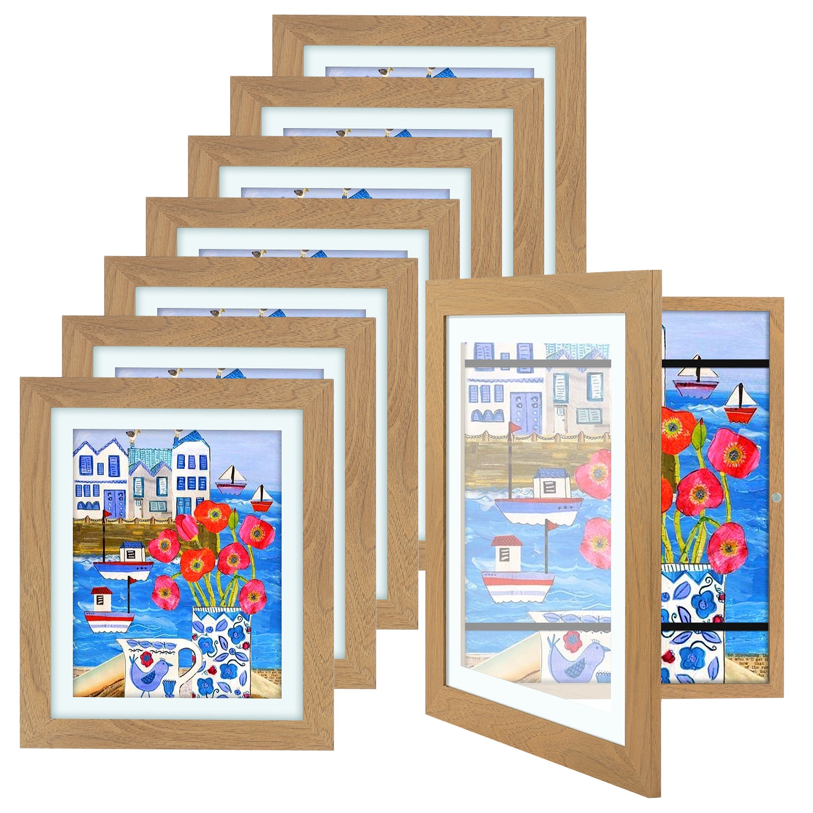 10x12.5 Kids Art Frames(8 Pack) Tan Picture Frame GSA