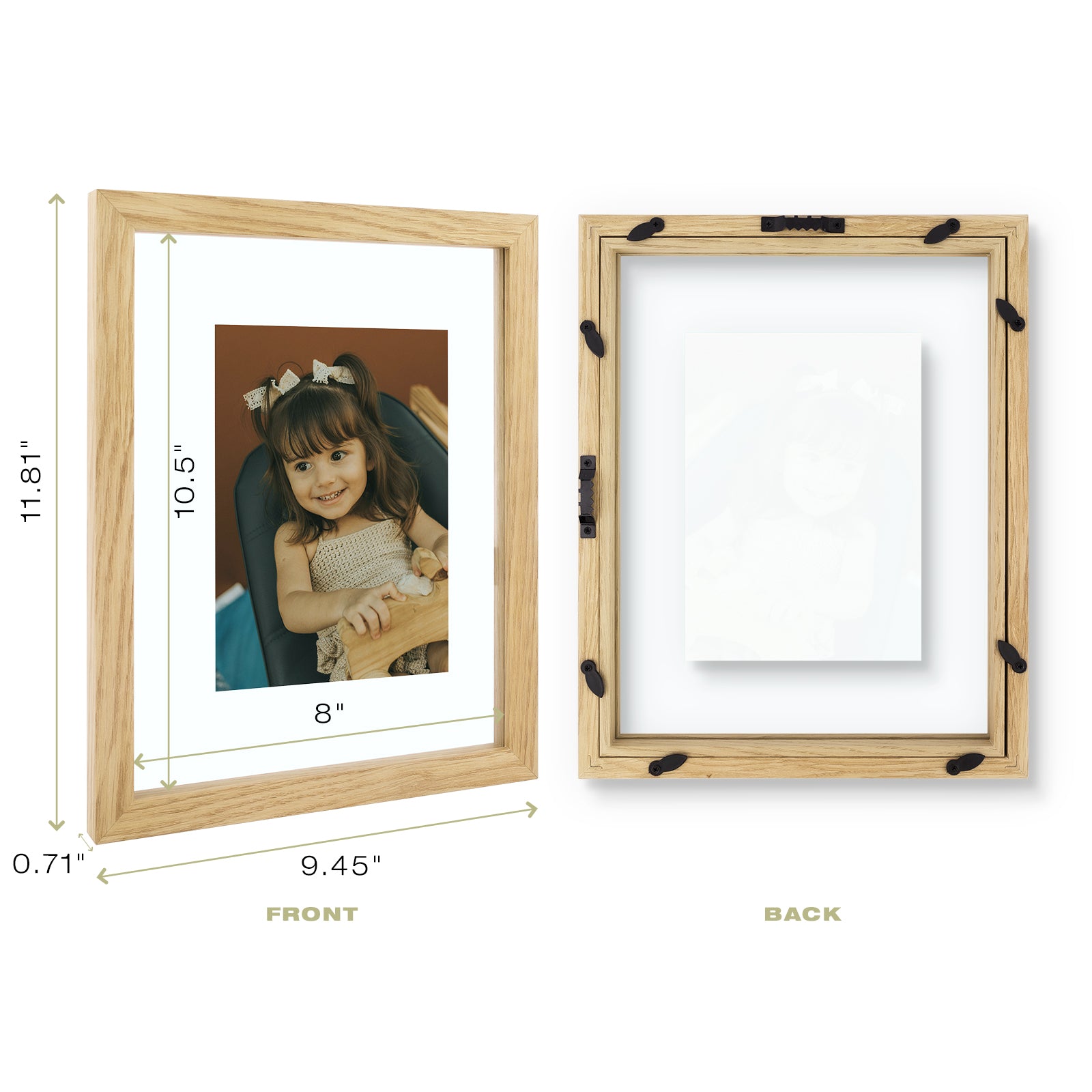 Golden State Art, Solid Wood Floating Picture Frame ¨C 8.5x11, 11x14, 12x16 with Real Glass