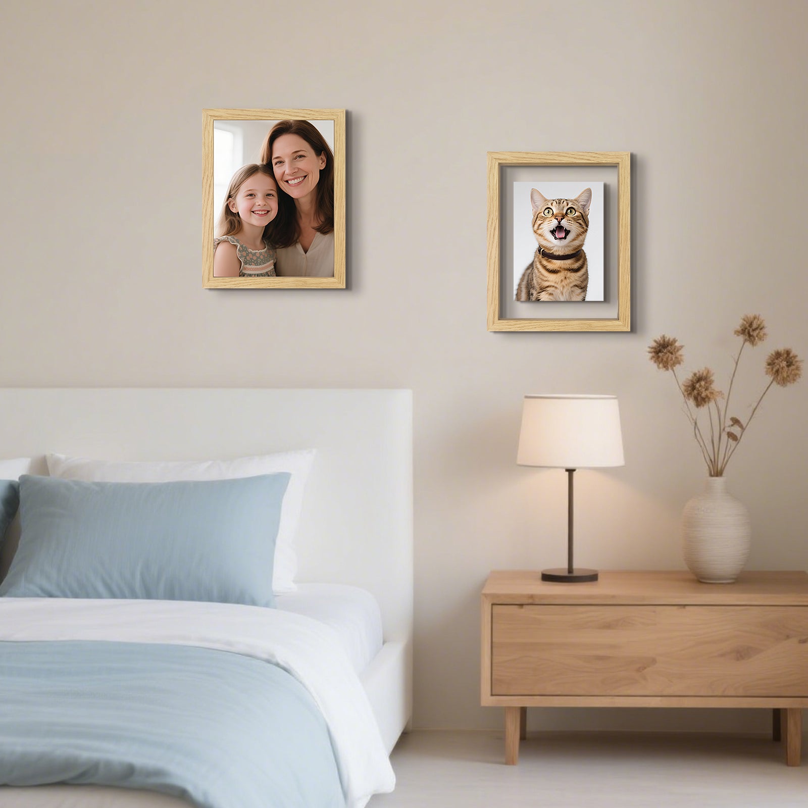 Golden State Art, Solid Wood Floating Picture Frame ¨C 8.5x11, 11x14, 12x16 with Real Glass