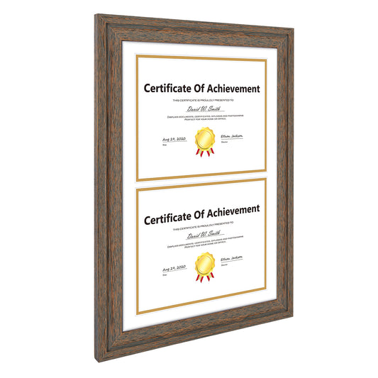 14x20 Double Diploma Wood Frame 0.945 Inch for 8.5x11 Picture - Pack of 6 Pack