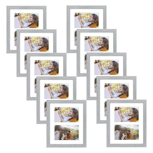 8x10 Wood Frame 0.84 Inch for Two 4x6 Picture - Pack of 10