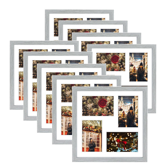 12x12 Wood Frame 0.84 Inch for Displays Four 4x6 Picture - Pack of 9