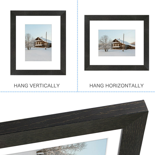 Clearance Wood Pattern Photo Frames with White Mat and Plexiglass-Pack Of 8