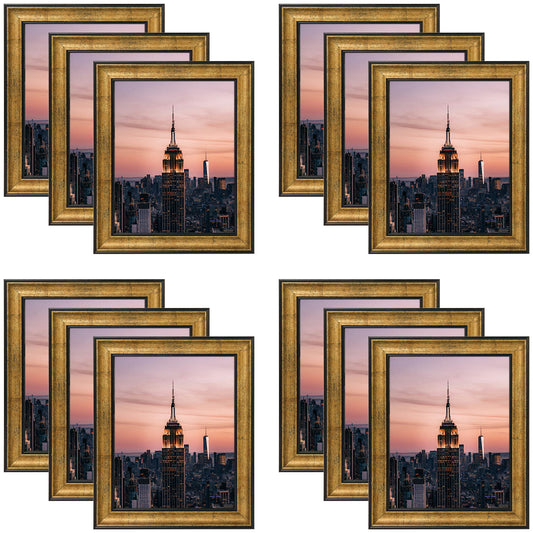 Golden State Art Antique Gold 8x10 Picture Frame with Black Trim & Real Glass