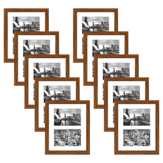 8x10 Wood Frame 0.84 Inch for Two 4x6 Picture - Pack of 10