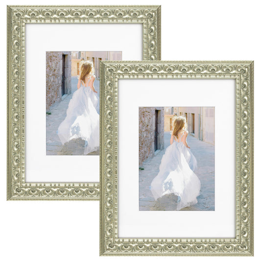 9x12 Ornate Finish Frame, Silver Beige Polystyrene Frame for 6x8 Picture - Pack of 10