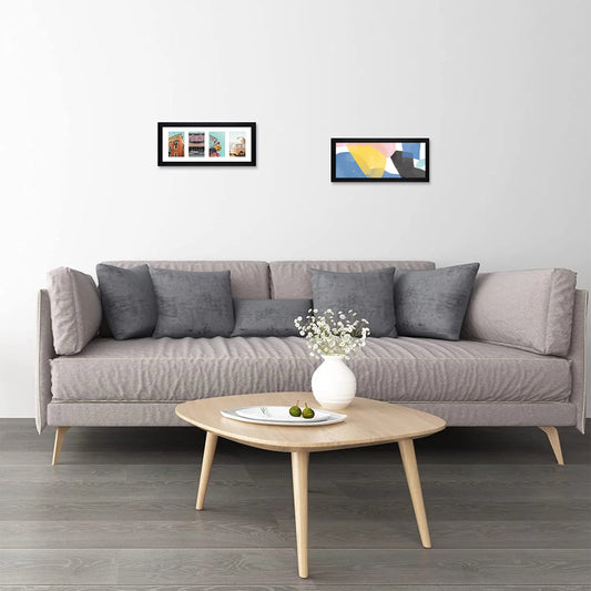Clearance 8x20 Wood Picture Frame with White Mat For Four 4x6 Picture - Pack of 9