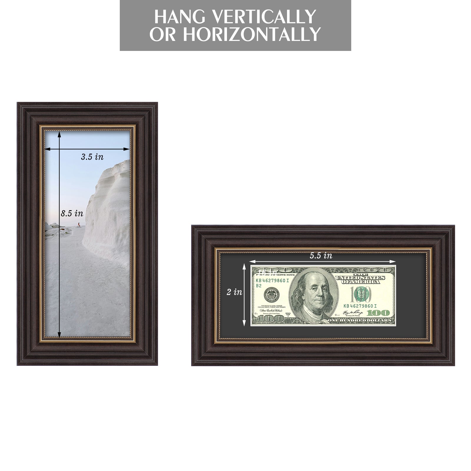 Golden State Art 4x9 Certificate Frame with Mat ¨C Brown & Gold Display Frame