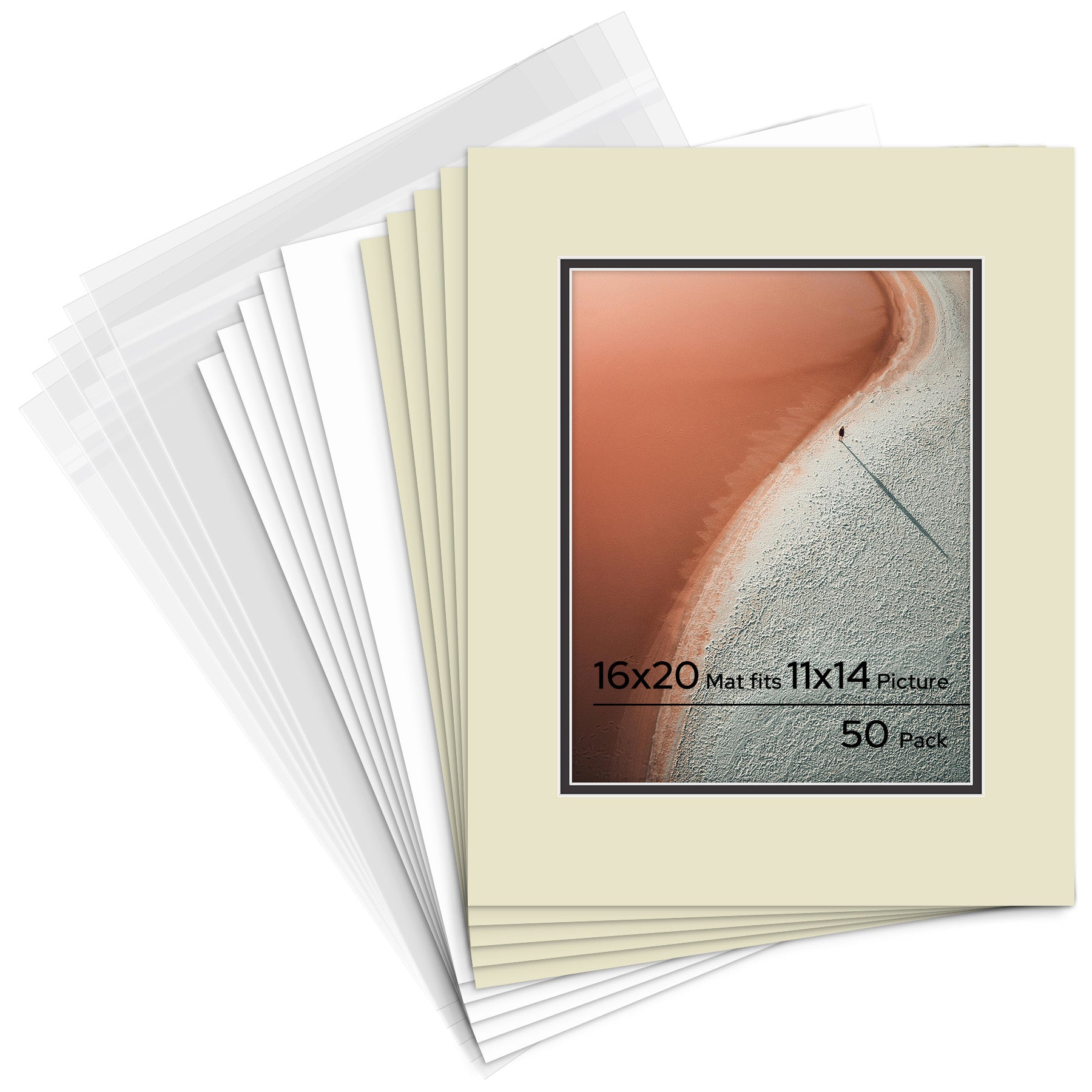 Golden State Art, 16x20 Pre-cut Double Mat with Whitecore fits