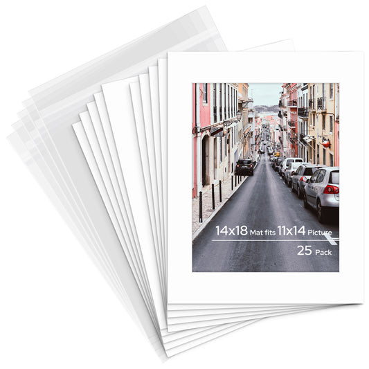 14x18 Pre-cut Mat with Whitecore fits 11x14 Picture with Backing Board