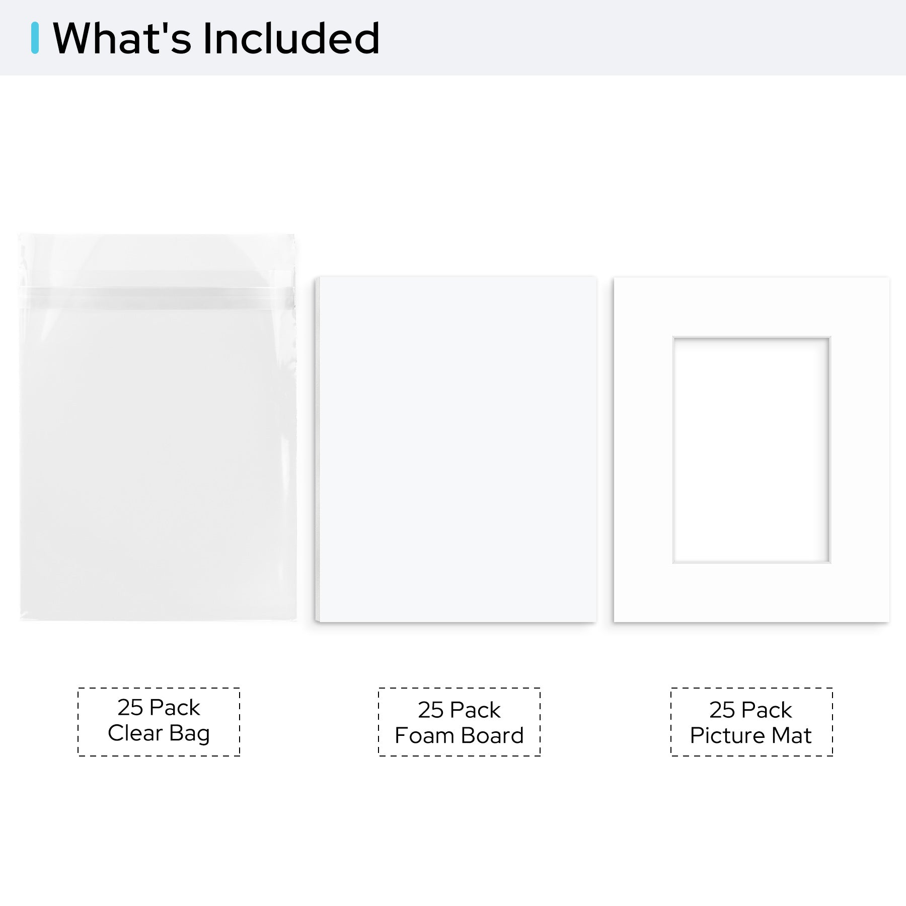 8x10 Pre-cut Mat with Whitecore with White Foam Board and Clear Bag Mat Boards Golden State Art
