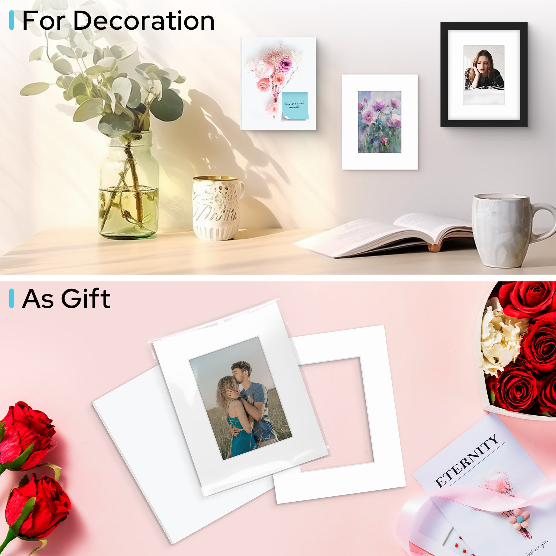 01 - 8x10 Pre-cut Matboard with Whitecore 4-PLY 5x7 White #501