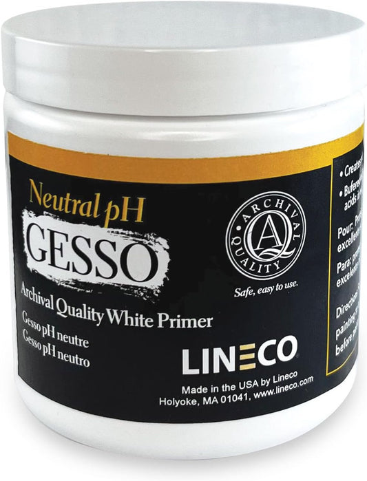 Lineco Neutral pH Gesso Primer, Acid-Free White Sealer, 8 oz