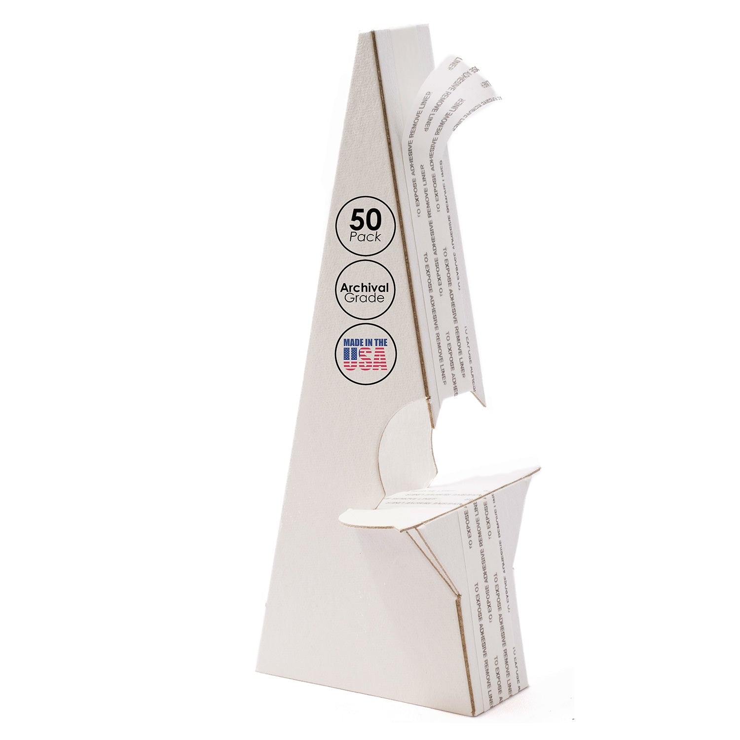 Double Wing White Self-Stick Easel Back, Pack of 50. 7 Inch Easel Back Golden State Art